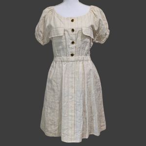 NWT A Loves A Linen Striped Cottagecore/French Style Dress